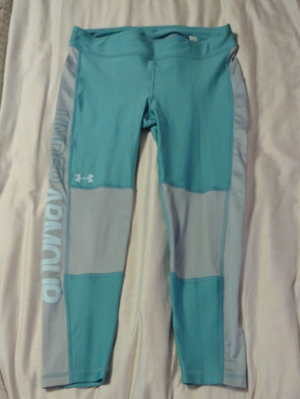 Under Armour Teal and Light Gray Colorblock Leggings